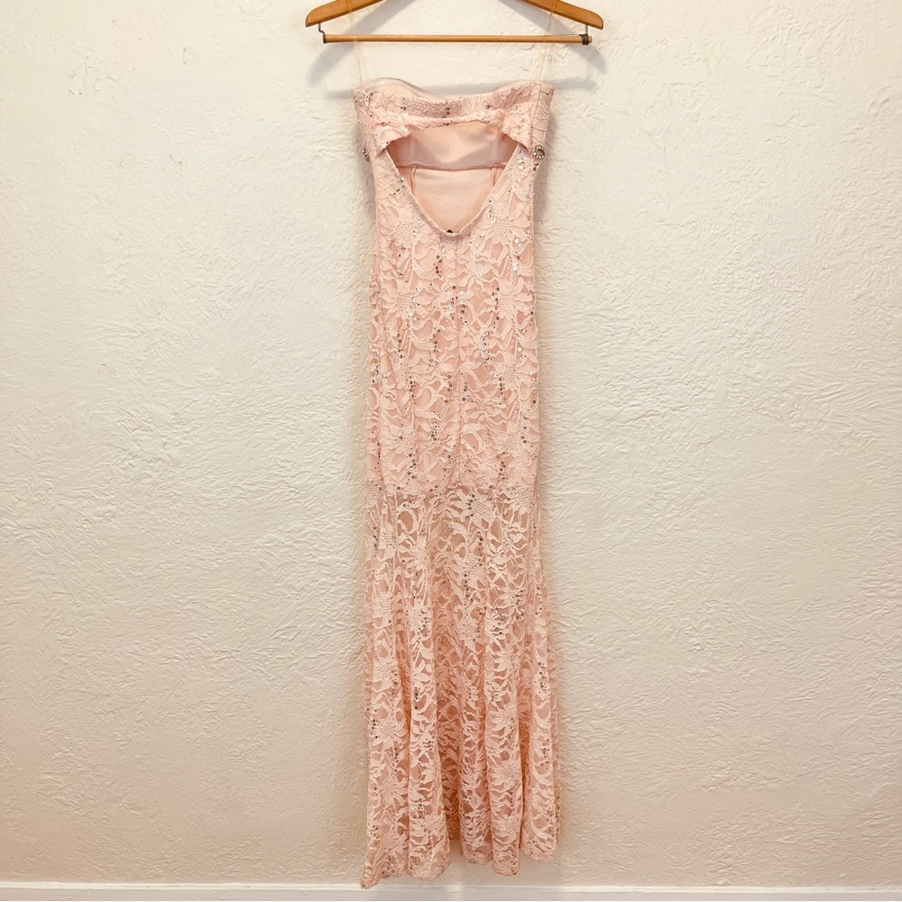 Vintage Y2k 90s Pink Lace Gown Dress Sequins Jewels My Michelle 1 XXS Prom - Picture 9 of 13